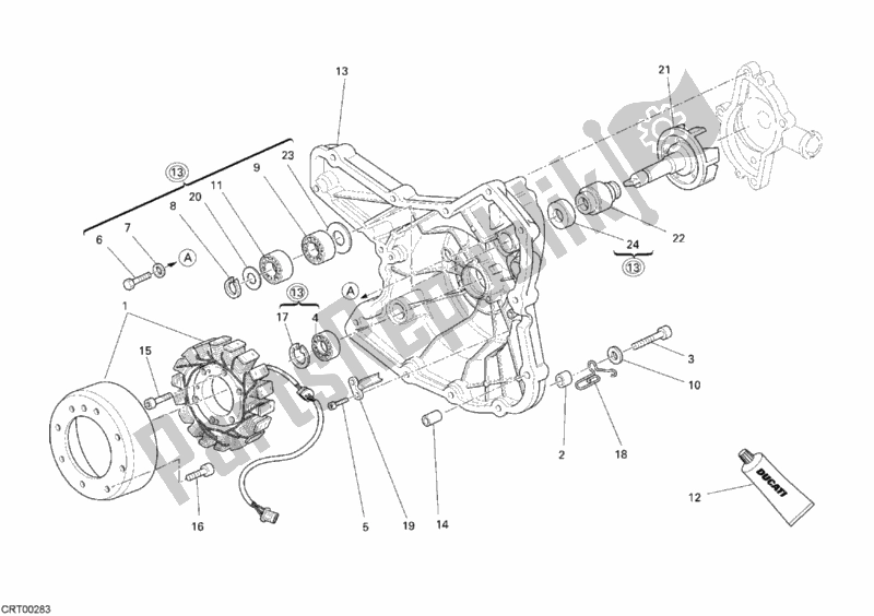 Tutte le parti per il Generatore - Pompa Dell'acqua del Ducati Monster S4R USA 1000 2007